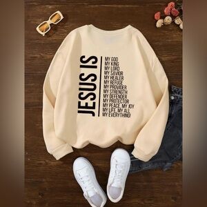 Woman’s letter print drop shoulder sweatshirt